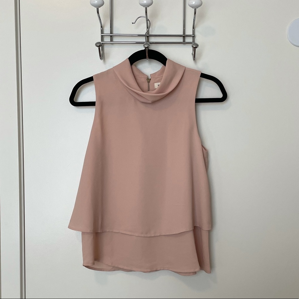 Blush Cowl Neck Sleeveless Blouse